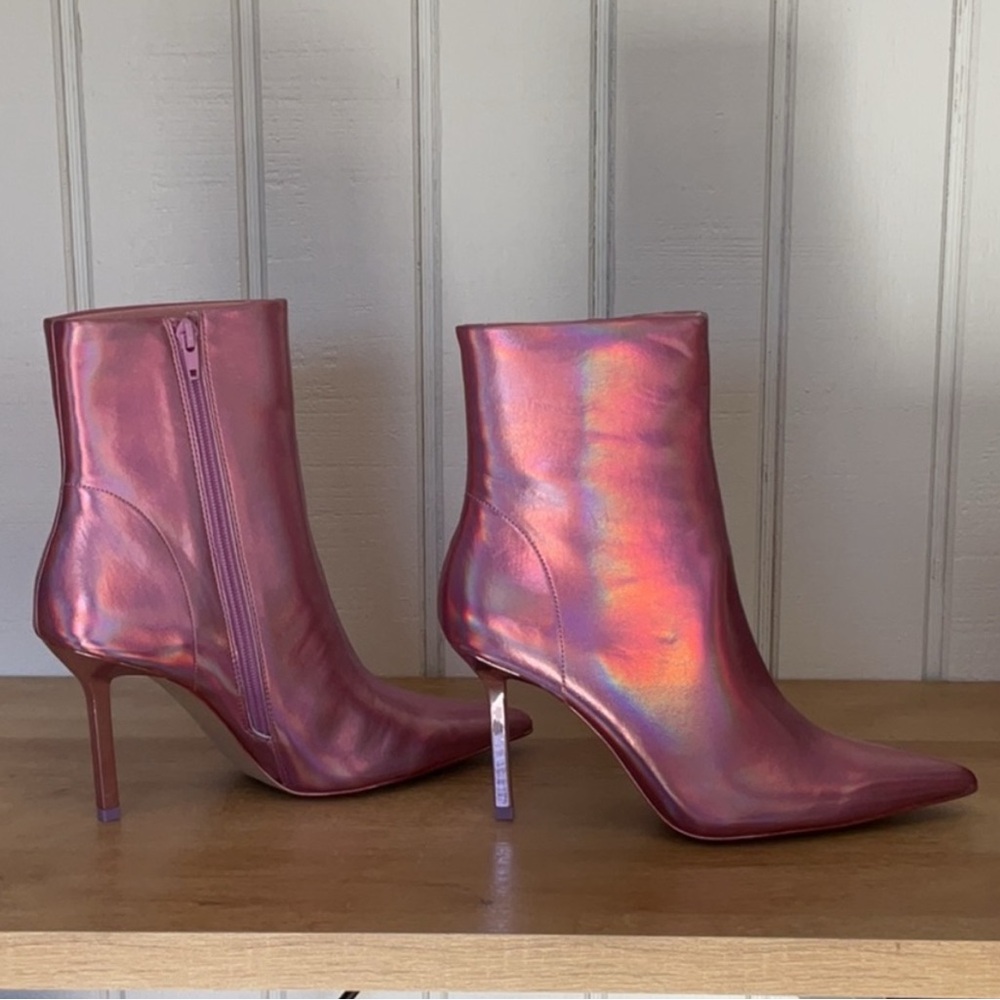 STEVE MADDEN Iridescent Pink Ankle Boots - Picture 8 of 13